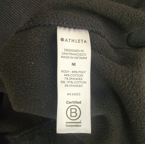 Athleta Sz M Triumph Zip Up Sweater Hooded Thumbholes Full Zip Black - Picture 9 of 10